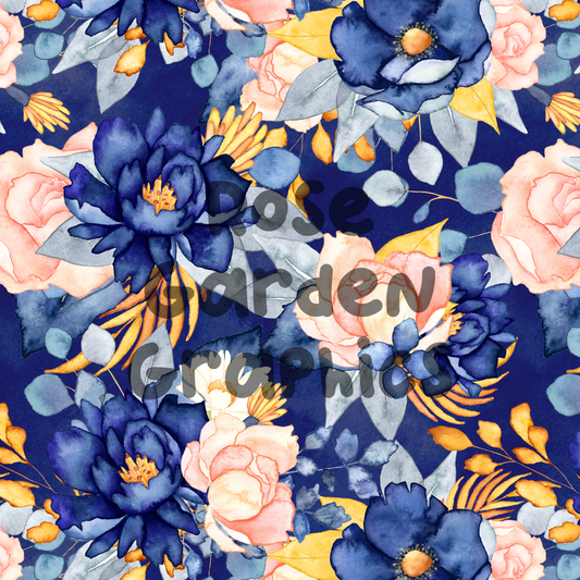 Imagen transparente floral rubor azul marino