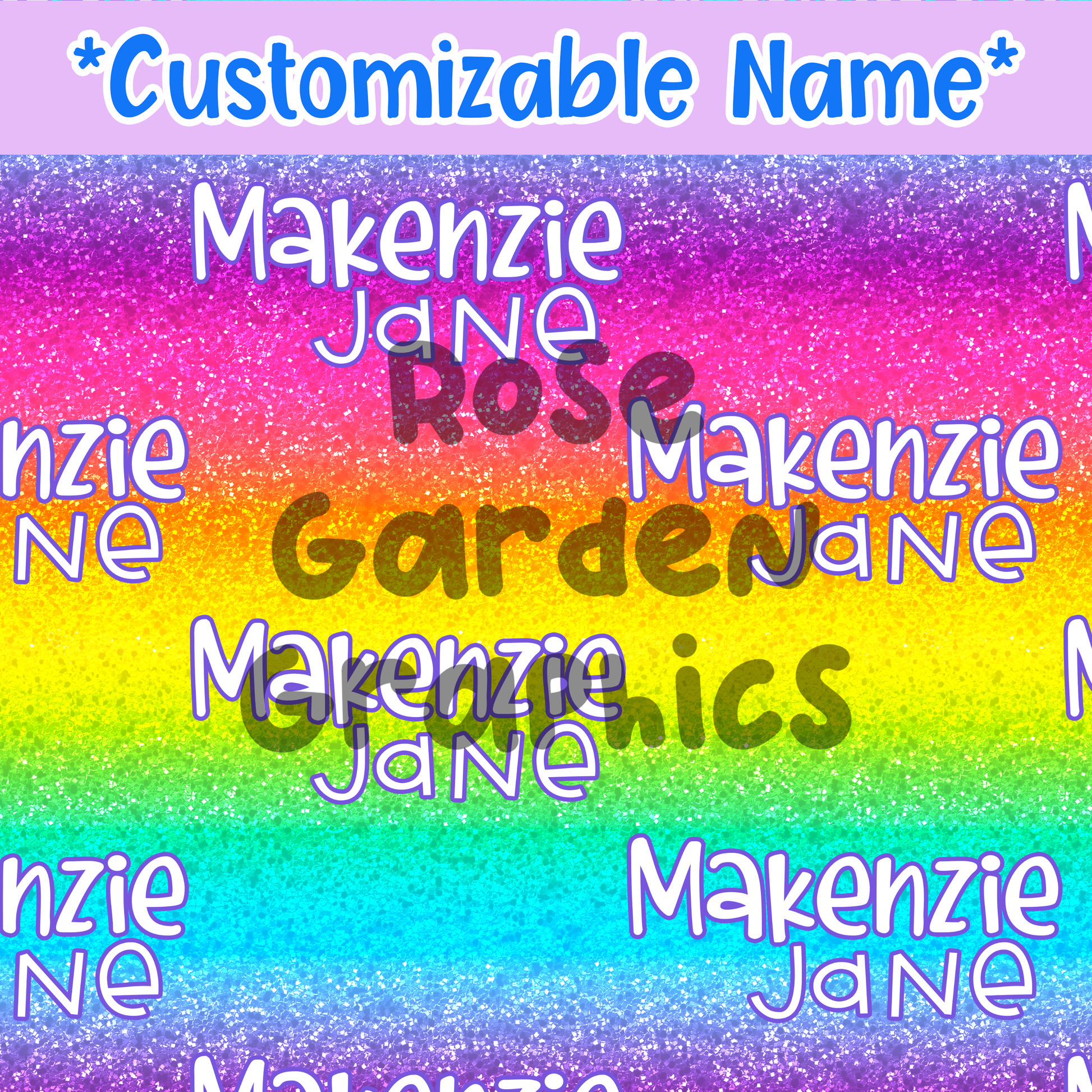 Neon Rainbow Glitter Custom Name Seamless File ($5 per name file)