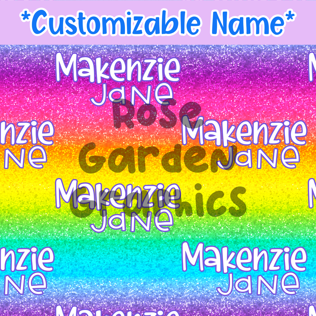 Neon Rainbow Glitter Custom Name Seamless File (5 per name file