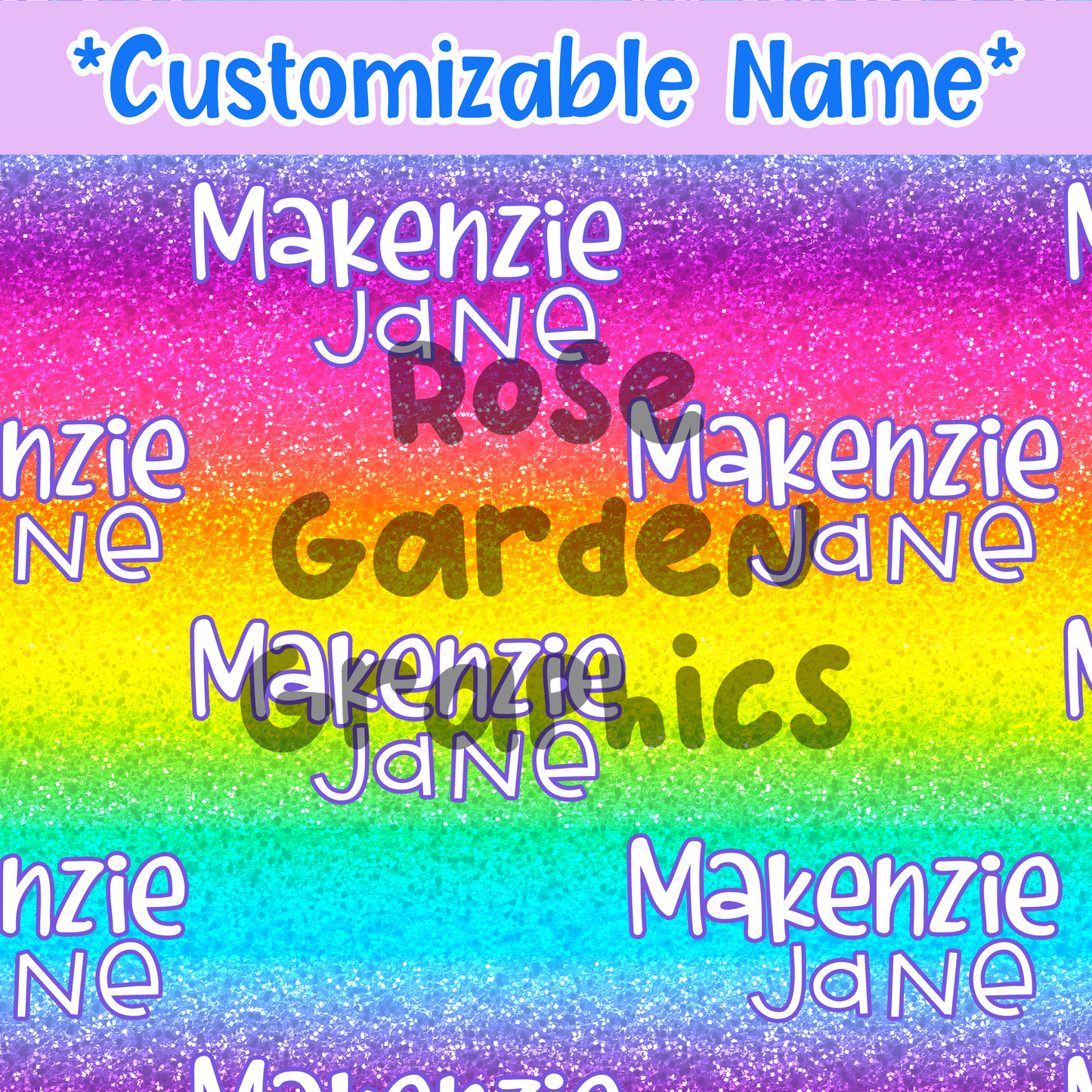 Archivo sin costuras con nombre personalizado de Neon Rainbow Glitter ($5 por archivo de nombre)