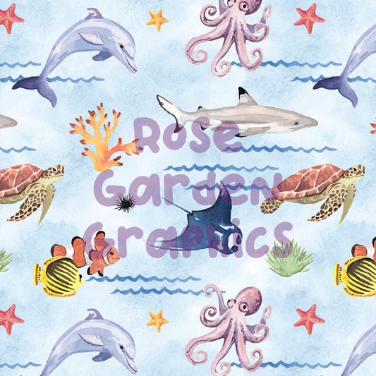 Ocean Watercolor Seamless Image