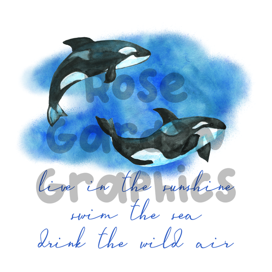 Orcas "Live in the Sunshine, Swim the Sea, Drink the Wild Air" PNG