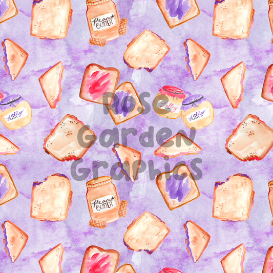 Watercolor PB&J Seamless Image