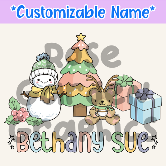 Pastel Doodle Christmas Custom Name PNG ($5 per name file)