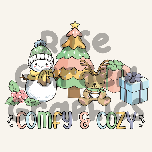 Pastel Doodle Christmas "Comfy and Cozy" PNG