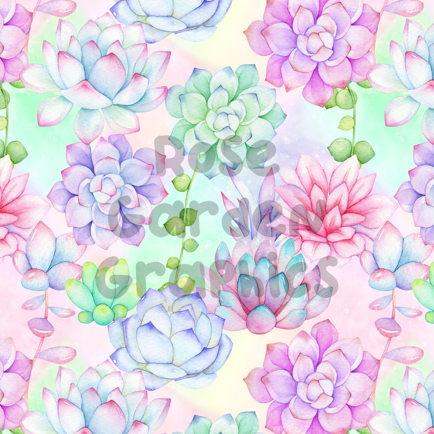 Pastel Succulents Seamless Image