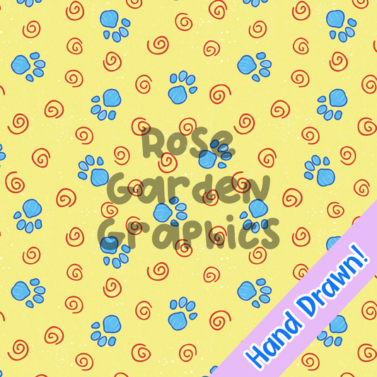 Paw Print Crayon Seamless Image