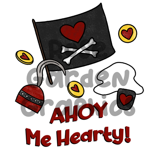 Pirate Things Valentines "Ahoy Me Hearty" PNG