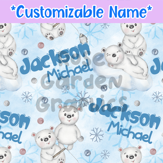 Archivo sin costuras con nombre personalizado de Polar Bear Fun ($5 por archivo de nombre)