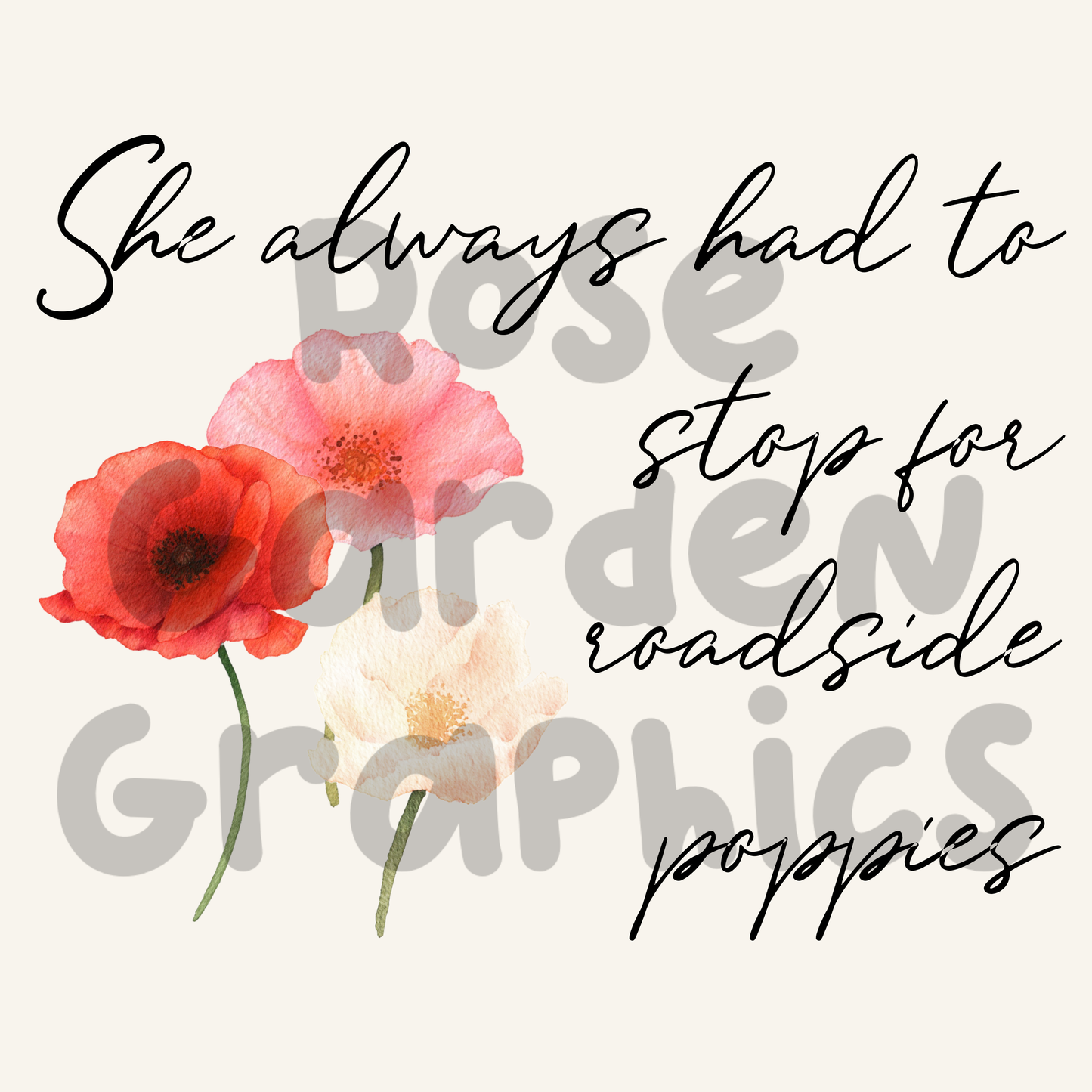 Poppies Pink "She Always Had to Stop for Roadside Poppies" PNG