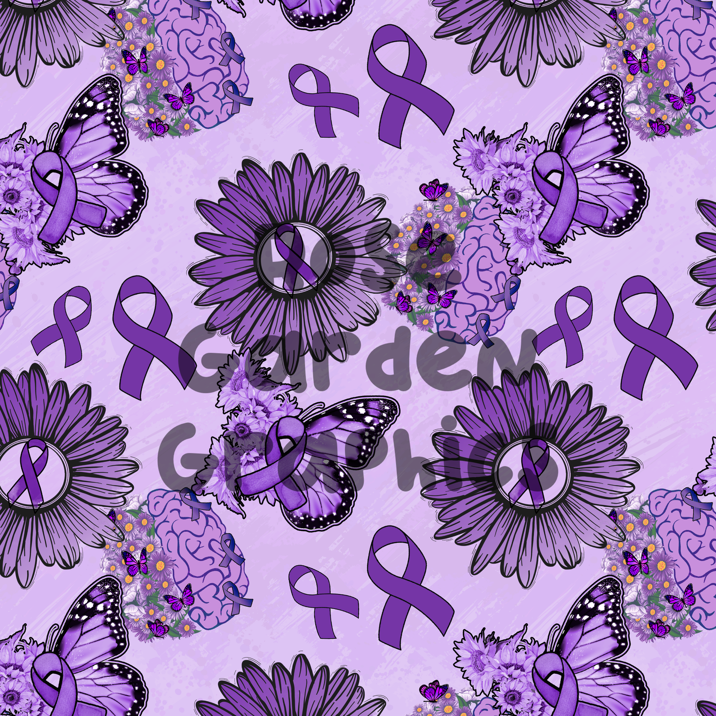 Purple Awareness Floral Seamless Image