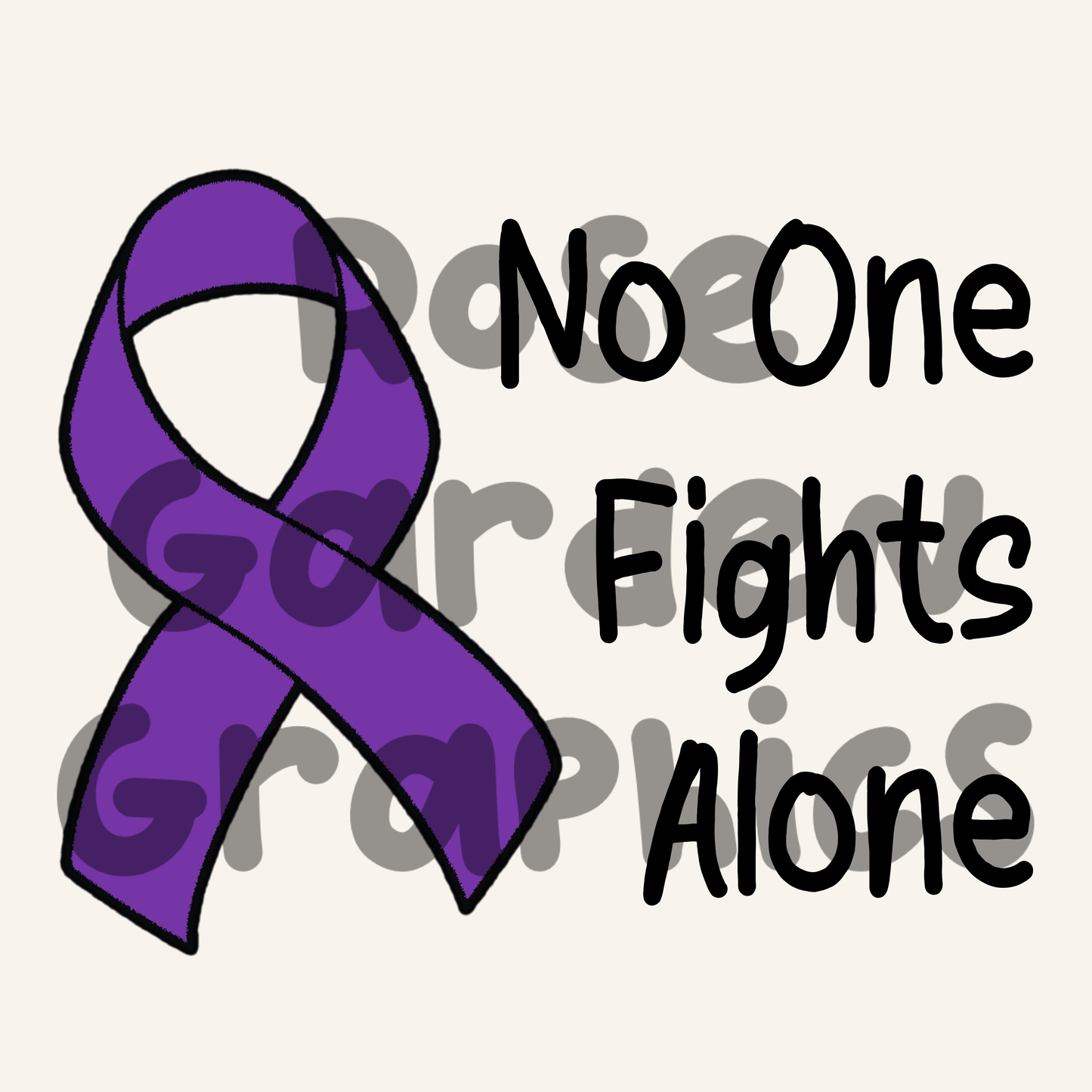 Purple Awareness "No One Fights Alone" PNG