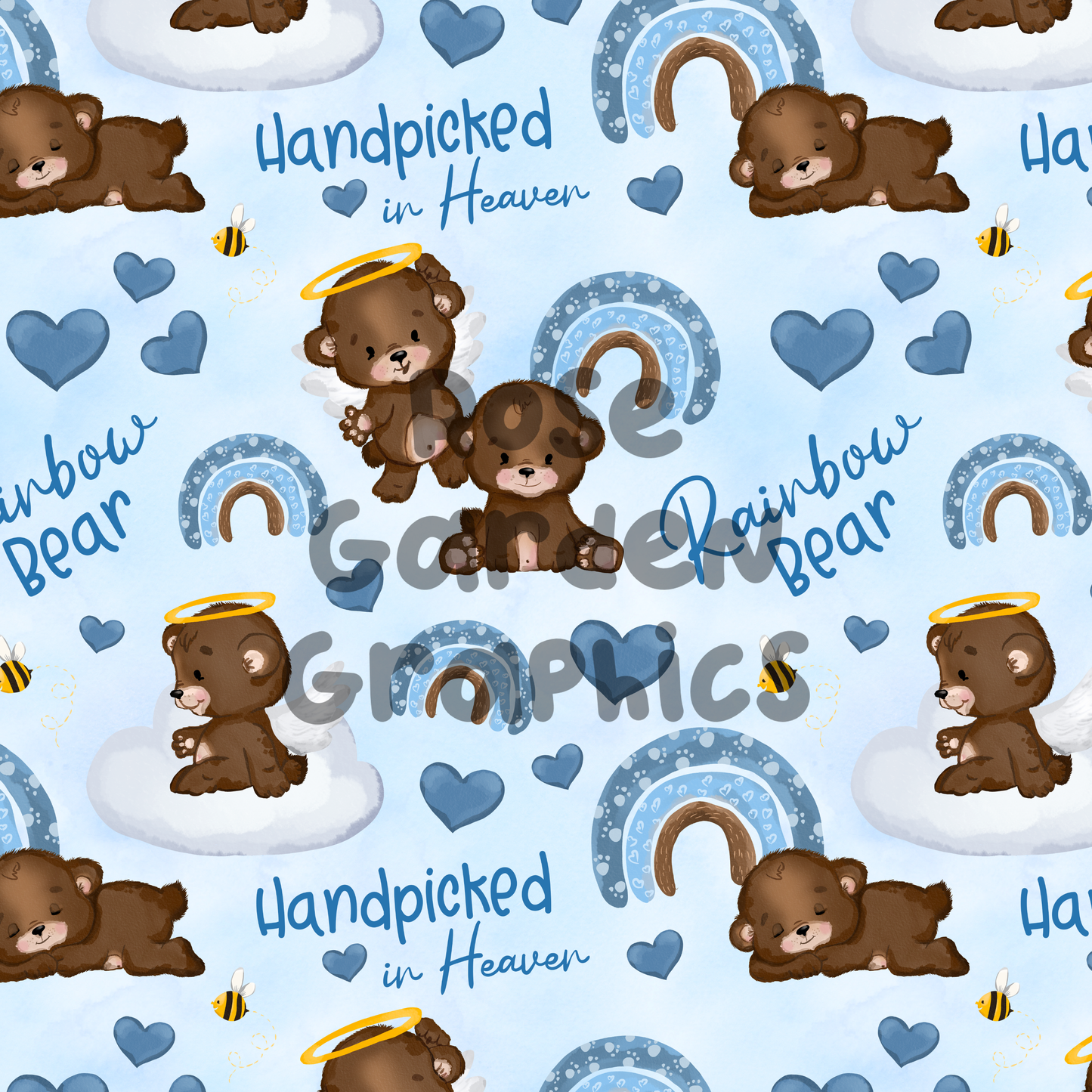 Rainbow Bear Blue 2 Seamless Images Bundle