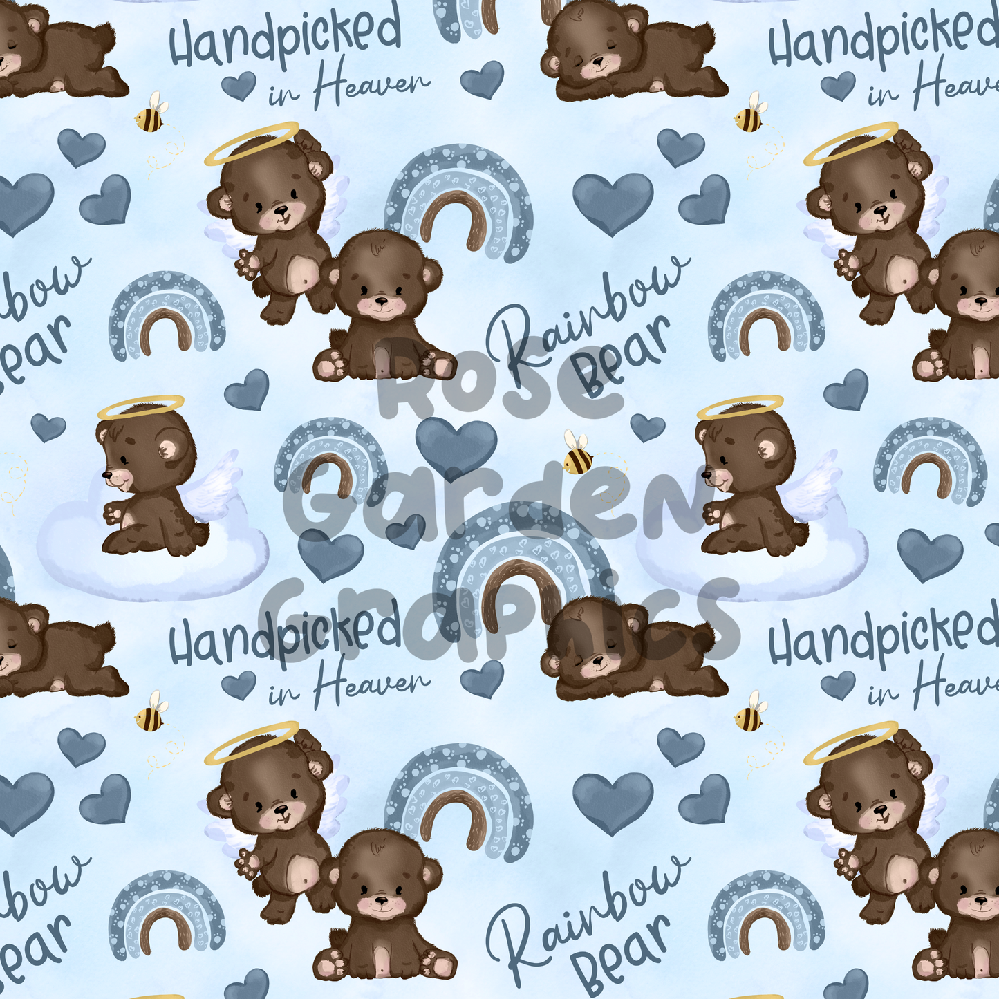 Rainbow Bear Blue 2 Seamless Images Bundle