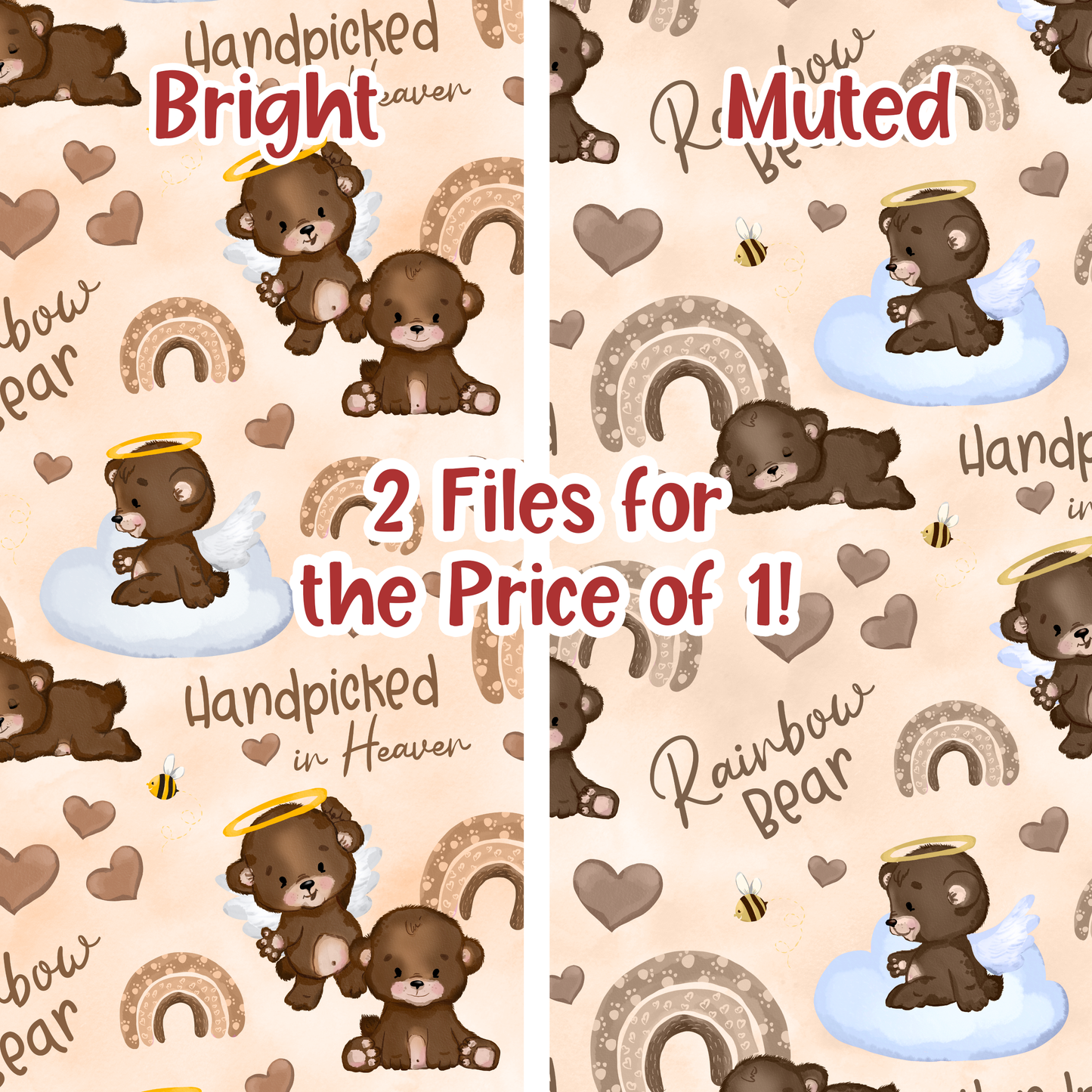 Rainbow Bear Neutral 2 Seamless Images Bundle