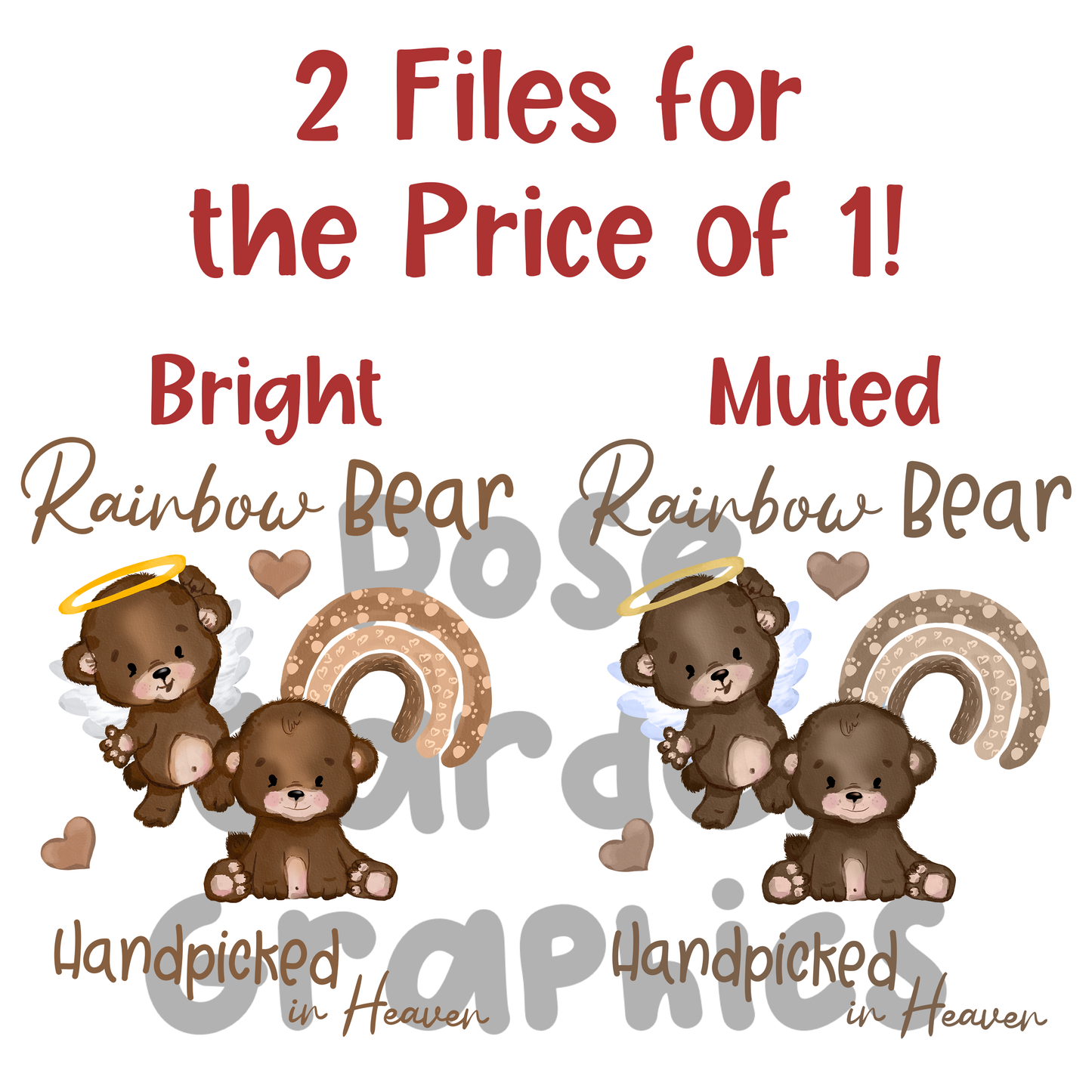 Rainbow Bear Neutral 2 PNGs Bundle