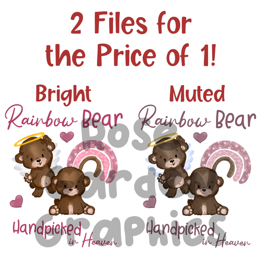 Rainbow Bear Pink 2 PNGs Bundle