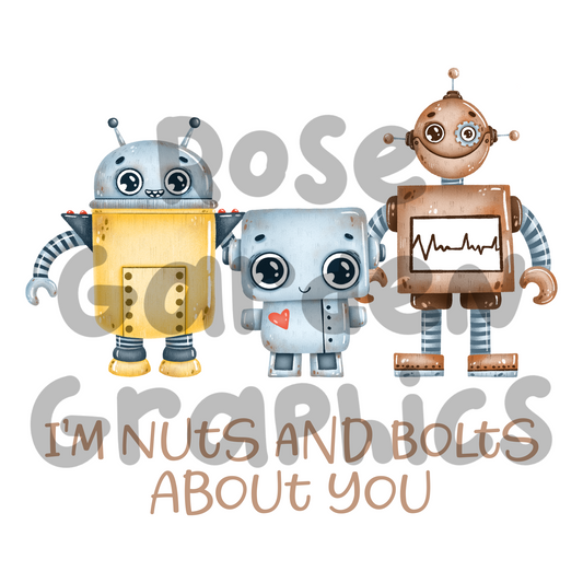 Robot Acuarela "Estoy loco por ti" PNG