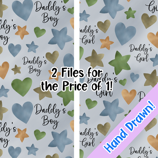 Sea Stars and Hearts "Daddy's Boy" & "Daddy's Girl" 2 Seamless Images