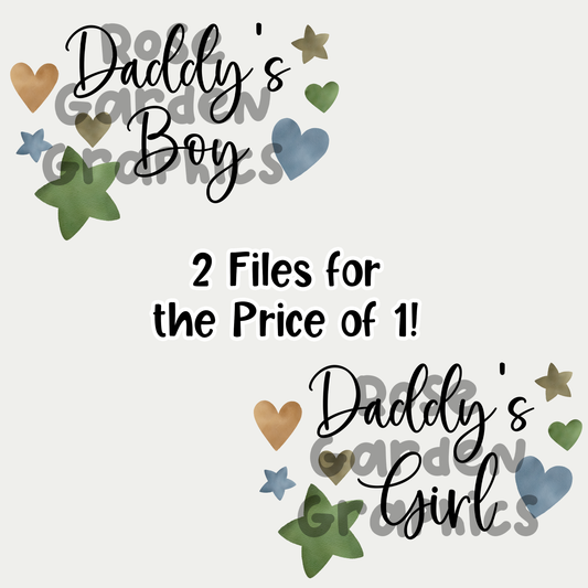 Estrellas de mar y corazones "Daddy's Boy" y "Daddy's Girl" 2 PNG