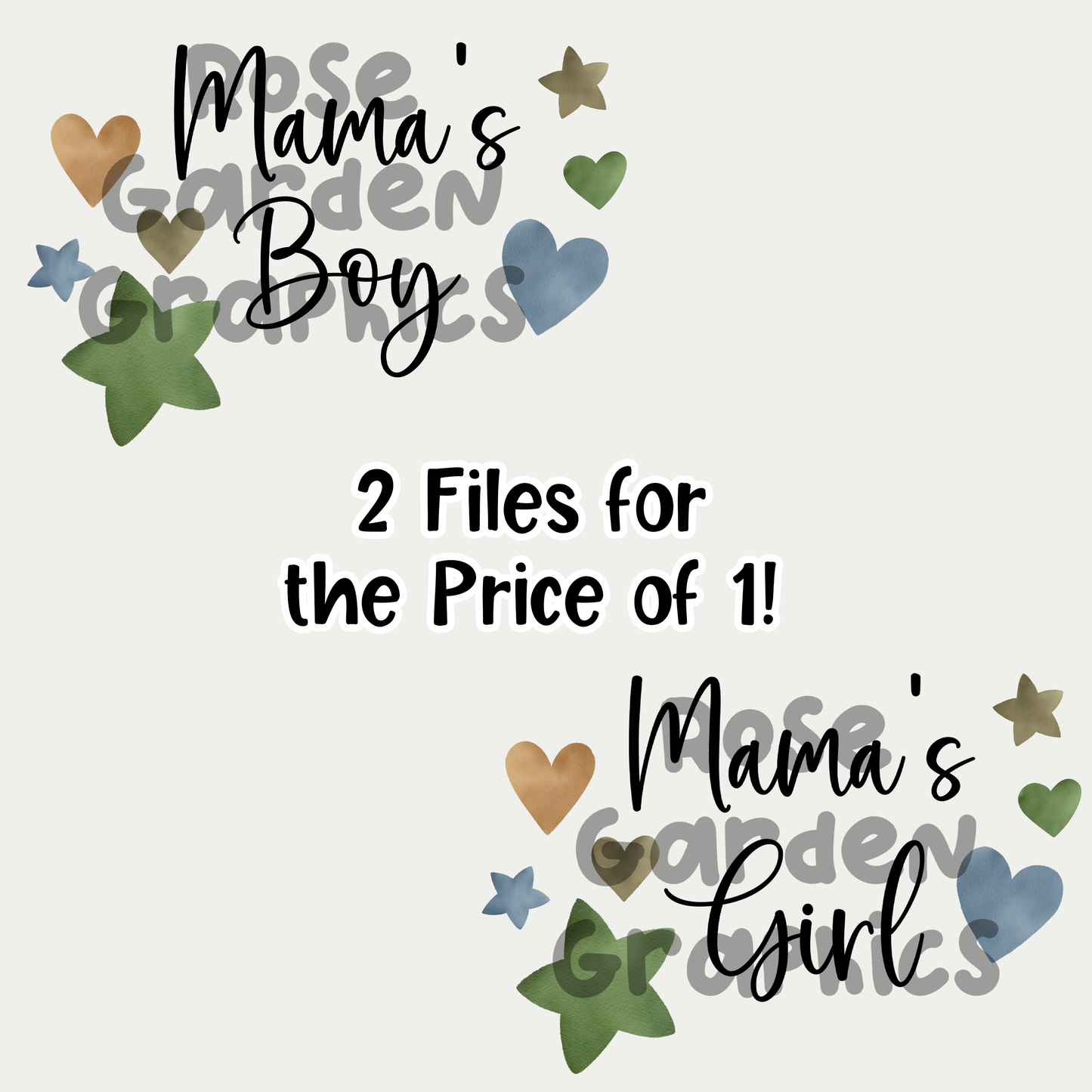 Estrellas de mar y corazones "Mama's Boy" y "Mama's Girl" 2 PNG