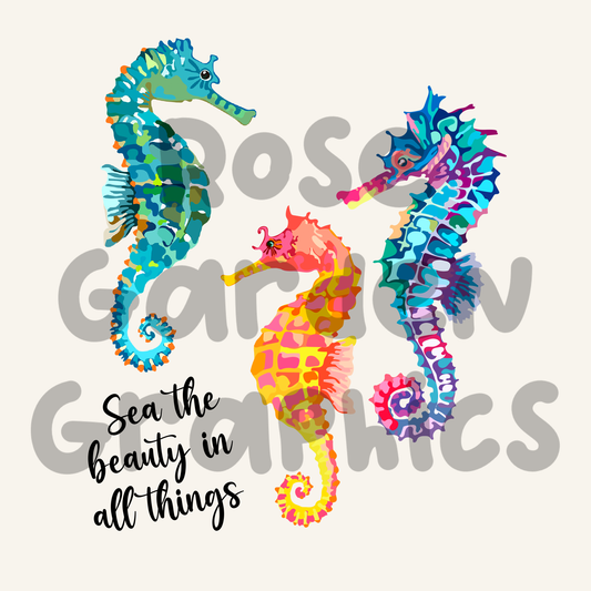 Seahorse Mosaic "Sea the Beauty in All Things" PNG