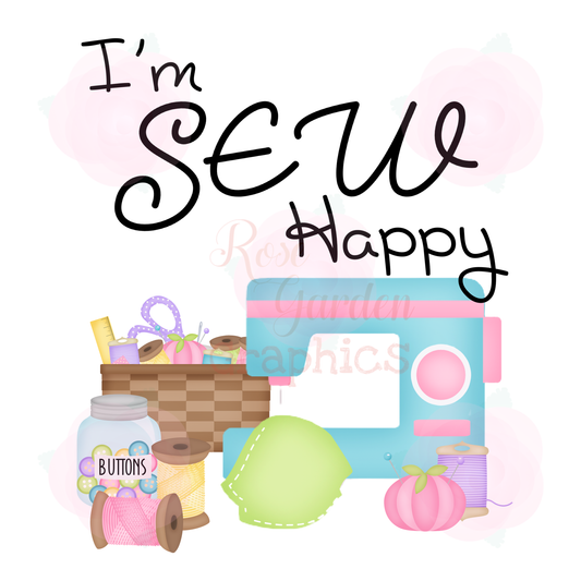 Nociones de costura "Estoy SEW Happy" PNG