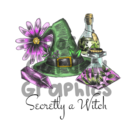 Sketchy Witch "Secretly a Witch" PNG