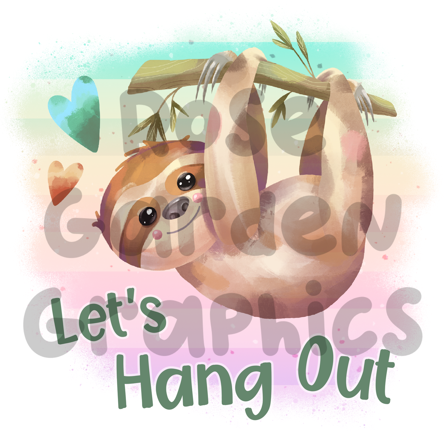 Sloth Sunset Stripes "Let's Hang Out" PNG