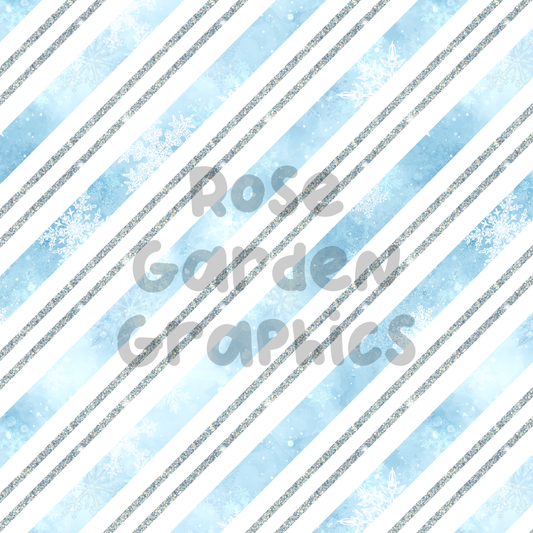 Snowflakes Coordinating Candy Cane Stripes Seamless Image