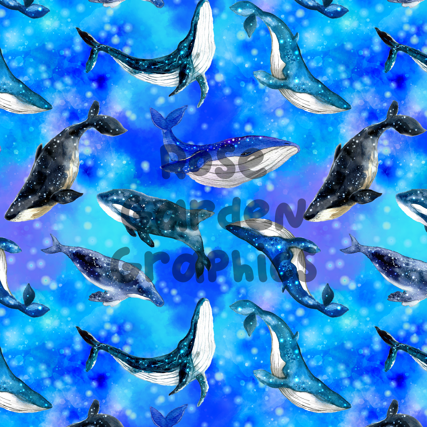 Space Whales Seamless Image