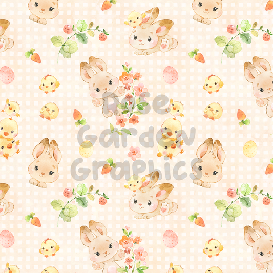 Spring Chick and Bunny Seamless Image