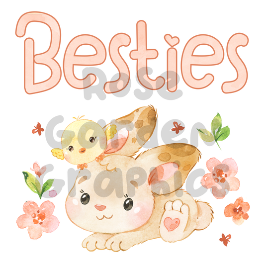 Spring Chick and Bunny "Besties" PNG