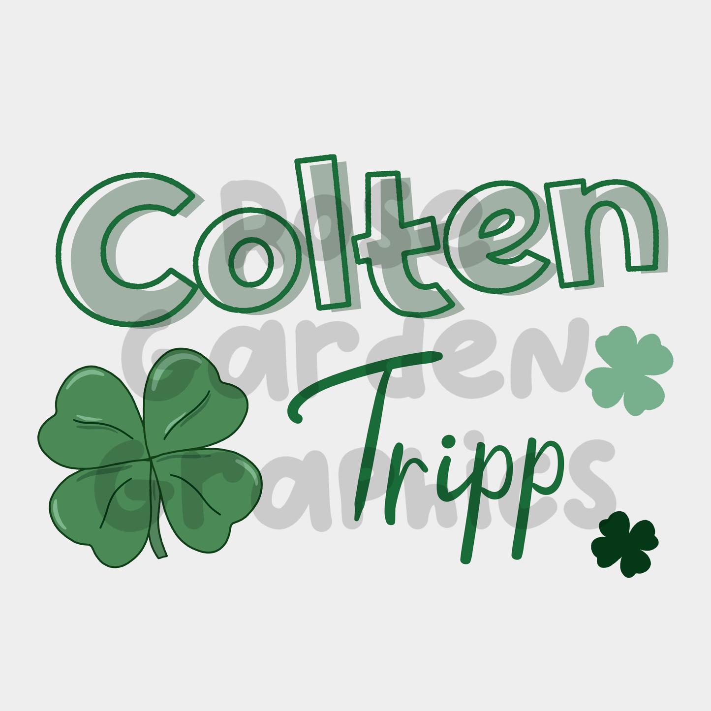 St. Patrick's Day Clovers (Green) Custom Name PNG ($5 per name file)