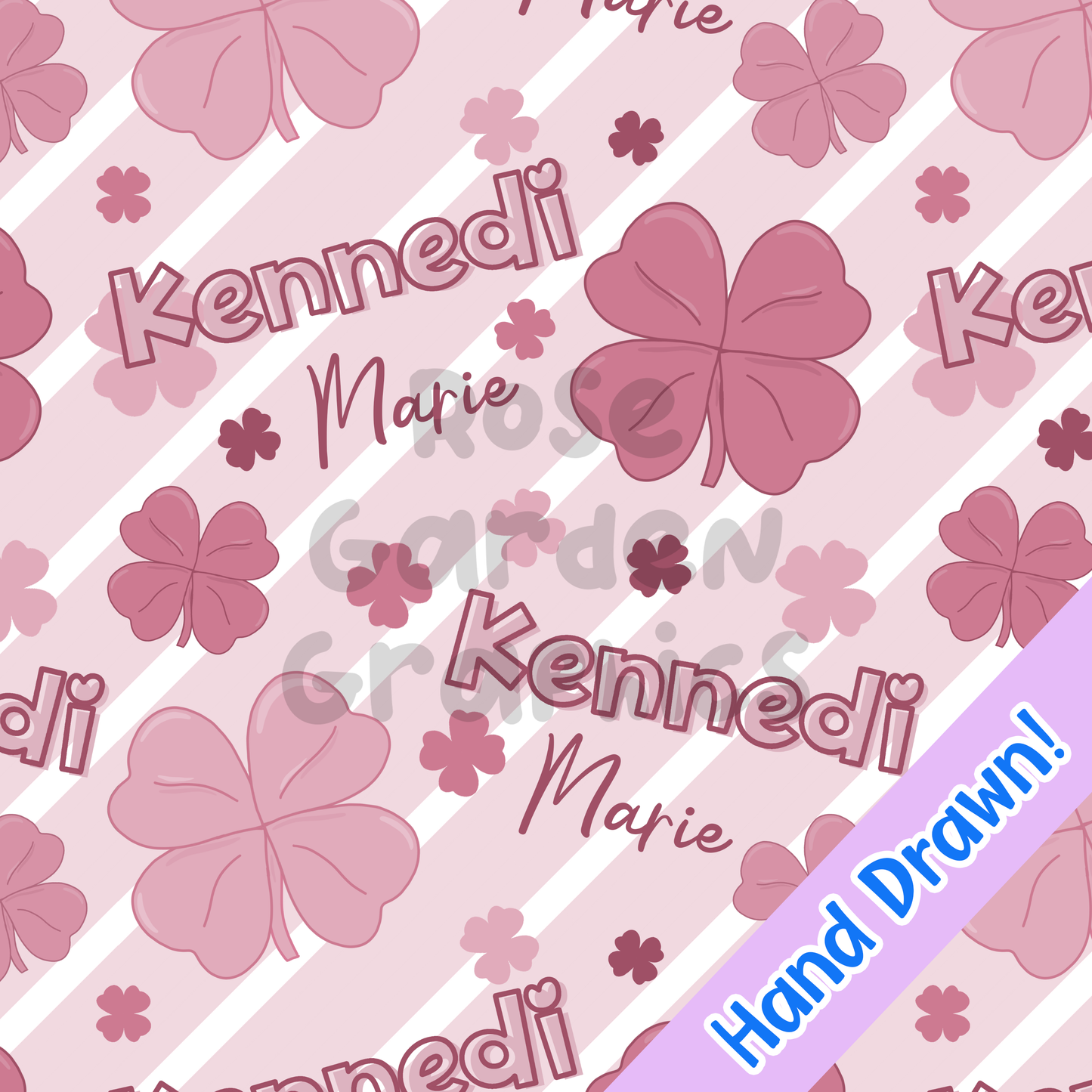 St. Patrick's Day Clovers (Pink) Custom Name Seamless File ($5 per name file)