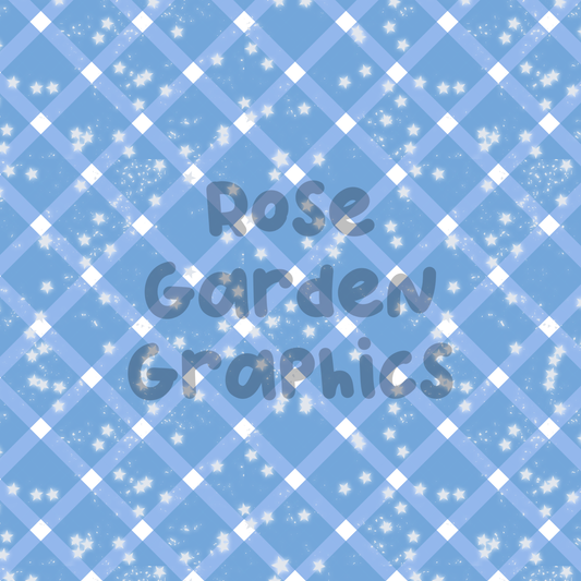 Starry Blue Gingham Seamless Image