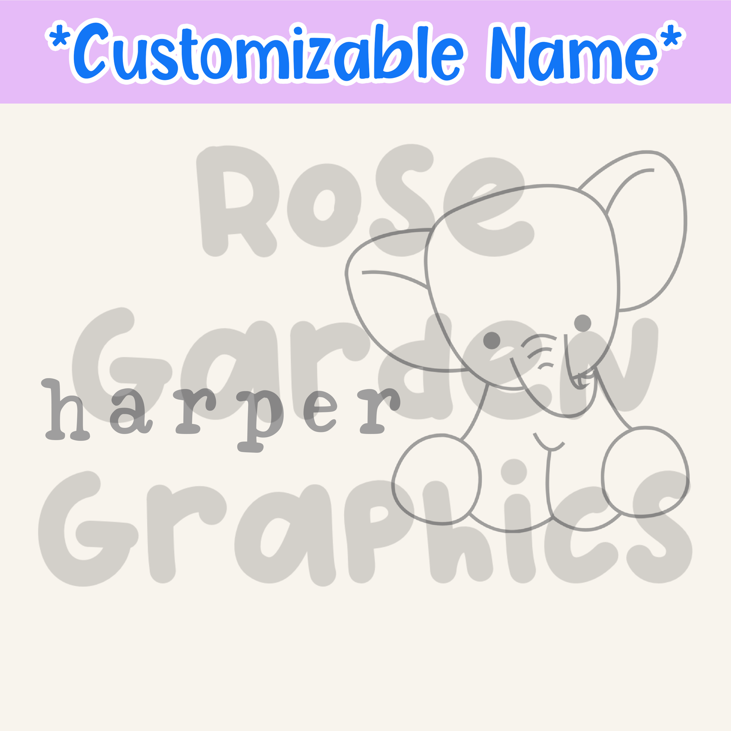 Elefantes rellenos Nombre personalizado PNG ($5 por archivo de nombre)