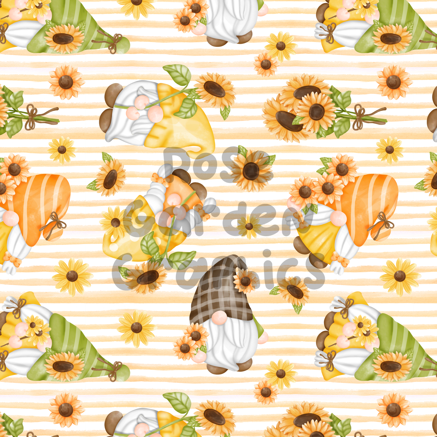 Sunflower Gnomes Seamless Image