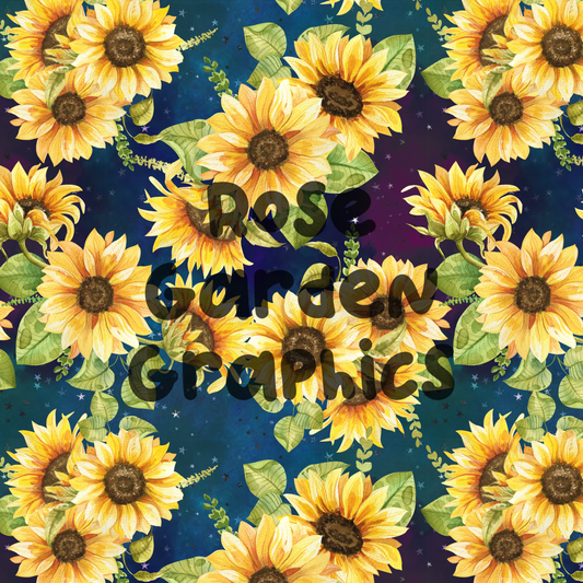 Sunflowers in Space Seamless Image