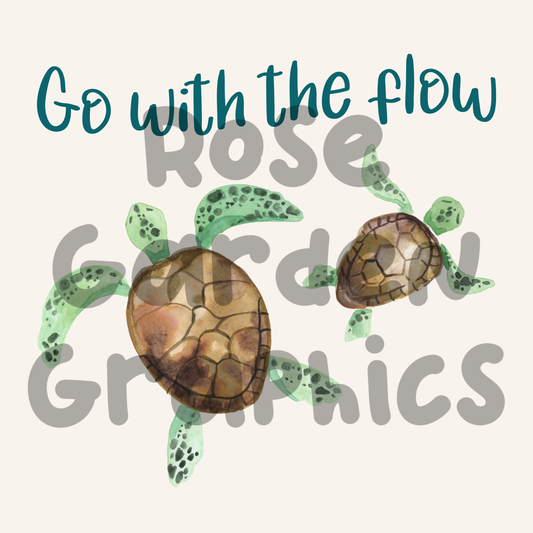 Swimming Turtles "Go with the Flow" PNG