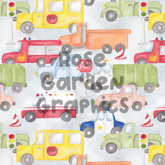 Transportation Watercolor Seamless Image