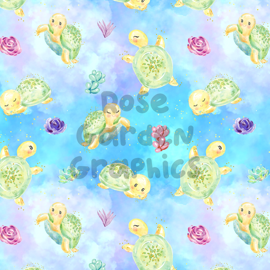 Turtle Floral Seamless Image