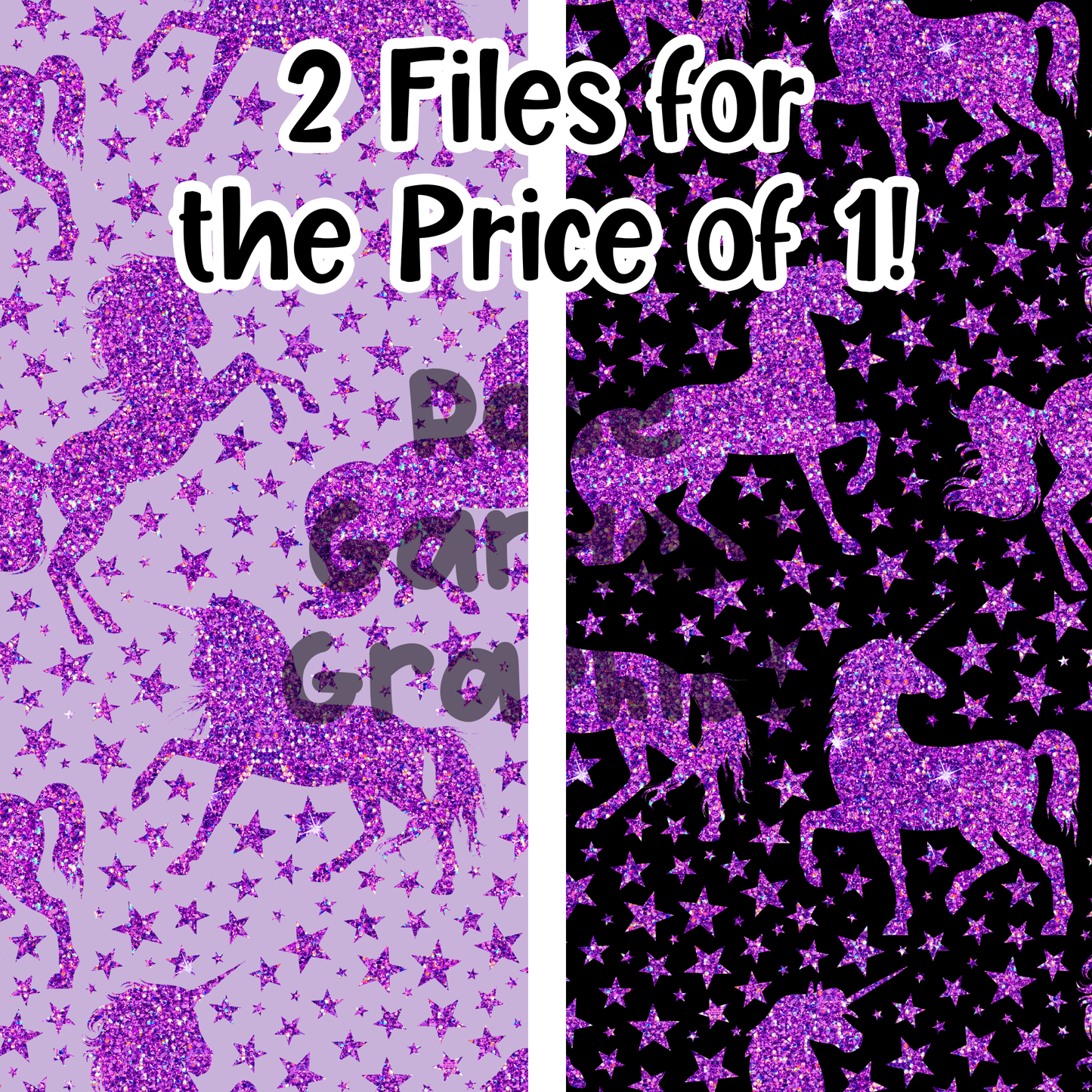 Sparkle Unicorns Purple 2 Seamless Images Bundle