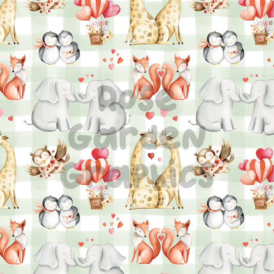 Valentines Animals Seamless Image