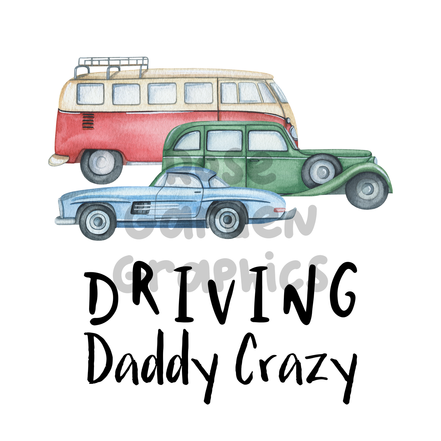 Watercolor Vintage Cars