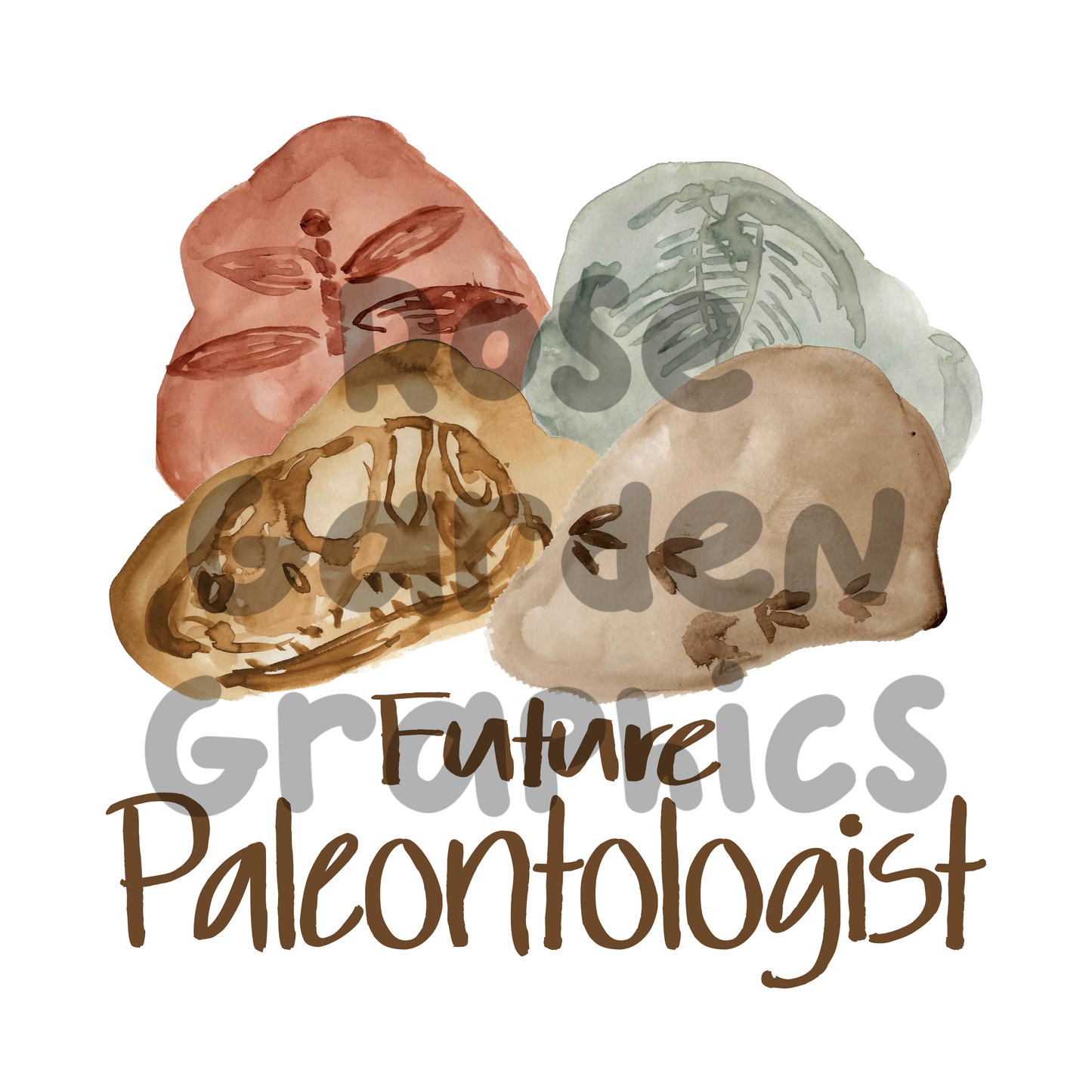Fósiles de acuarela "Futuro Paleontólogo" PNG