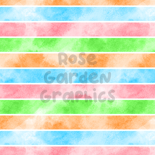 Watercolor Clubhouse Rainbow Stripes Seamless Image