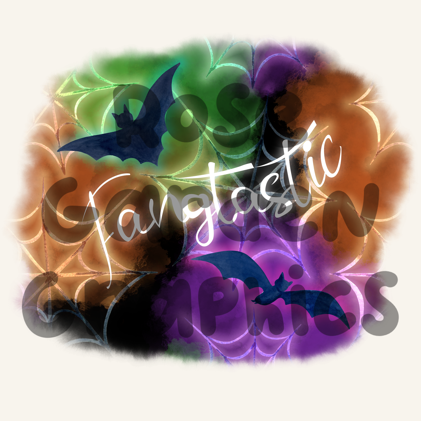 Webs and Bats Glow "Fangtastic" PNG