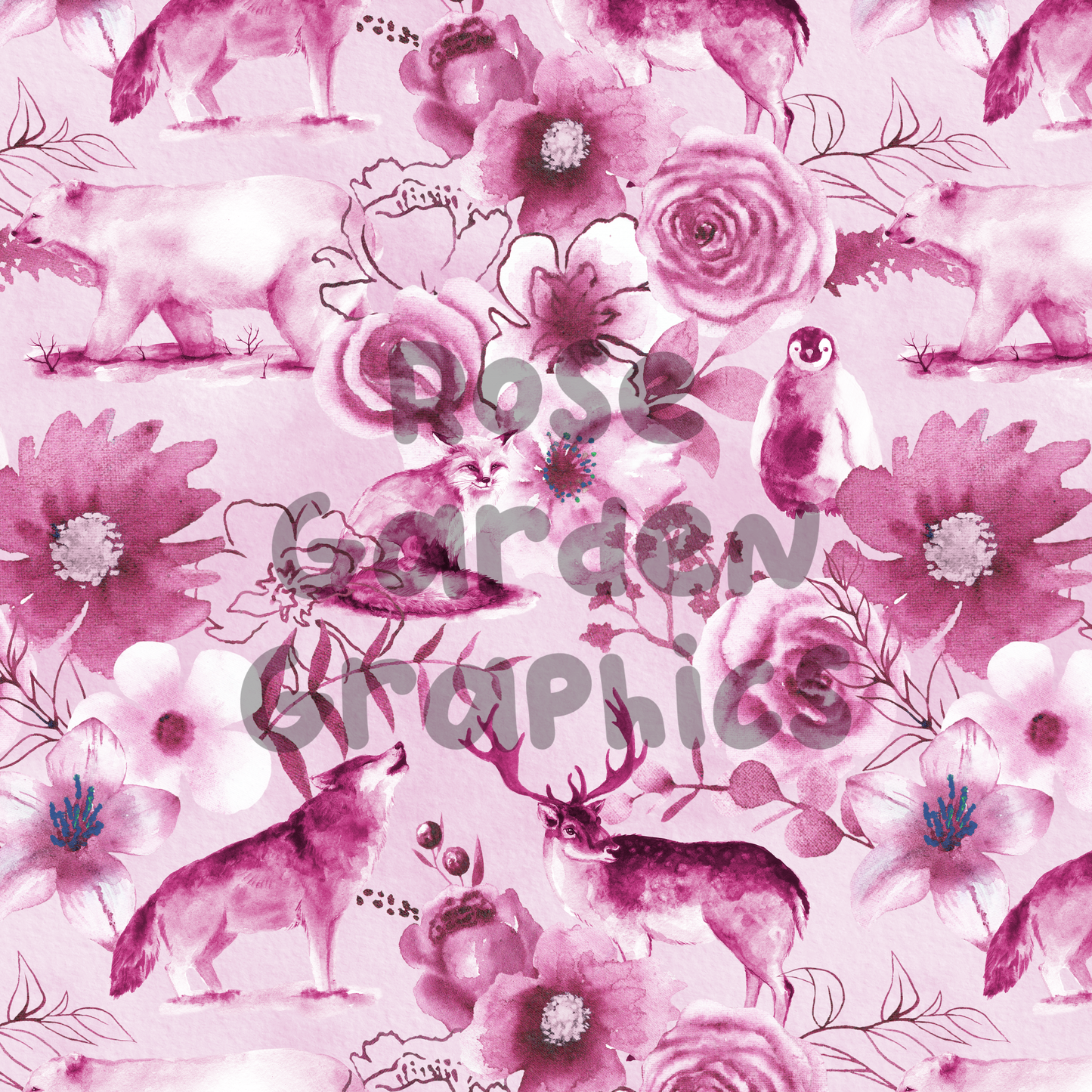 Imagen perfecta de animales de invierno floral (rosa)