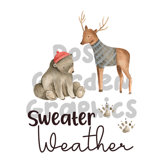 Animales a cuadros de invierno "Tiempo de suéter" PNG